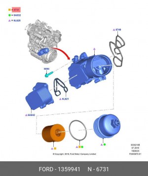 фильтр масляный!\ Ford Focus 1.6TDCi 04> 1359941 FORD
