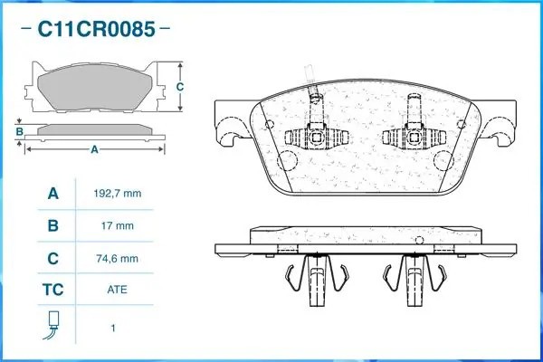 Тормозные колодки передние Low Metallic C11CR0085 C11CR0085 CWORKS