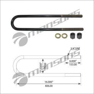 стремянка рессоры! задней оси 3/4" 406mm с гайками и шайбами VOLVO VN 120486 MANSONS