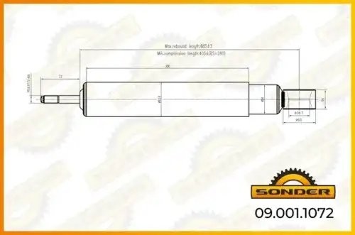 Амортизатор подвески (передний) SCANIA о.н 1110588 — 2 года безусловной гарантии 090011072 SONDER