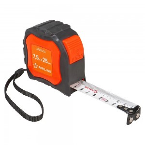 Рулетка AIRLINE 7.5 м х 25 мм (автостоп, магнитный зацеп) в прорезиненном корпус ATBQ028 AIRLINE