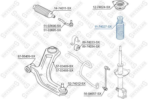 отбойник-пыльник амортизатора переднего!\ Nissan Micra K12E 03> 11-74027-SX STELLOX