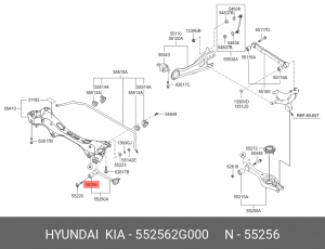 Сайлентблок HYUNDAI Elantra (06-) KIA Magentis (05-) рычага заднего поперечного  552562G000 HYUNDAI KIA