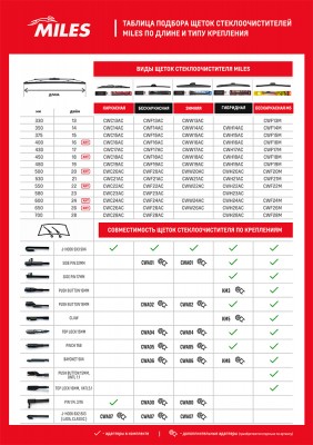 Щетка стеклоочистителя 375 мм (15) гибридная (10 адаптеров)  CWH15BC CWH15BC MILES