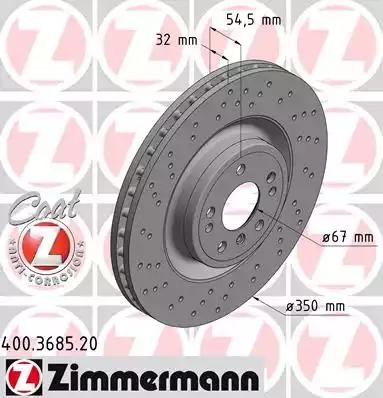 диск тормозной !перед. 350x32/54-5x112 \ MB W166/C292 2.5-4.0 11> 400.3685.20 ZIMMERMANN