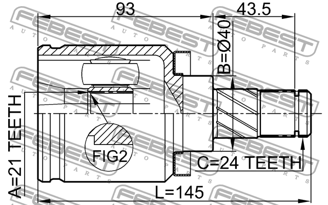 ШРУС внутренний NISSAN ALMERA UK MAKE N16E 2000.02-2006.11 0211-QG15 0211-QG15 FEBEST