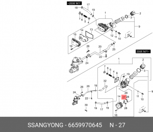 Прокладка SSANGYONG Actyon (06-),Kyron (05-),Rexton (05-) радиатора масляного OE 6659970645 SSANG YONG