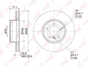 Диск тормозной передний (324x30) BN-1004 LYNXAUTO