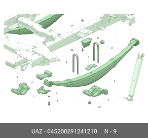 Накладка УАЗ-452,3741 стремянки (ОАО УАЗ) 045200291241210 UAZ UAZ