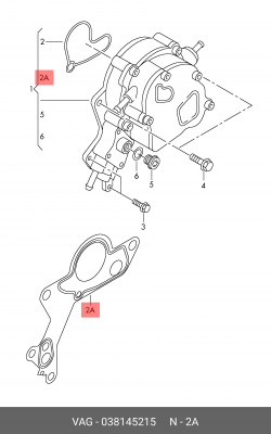 Прокладка VW Bora,Golf,Jetta AUDI A3,A4,A6 SKODA Fabia,Octavia насоса вакуумного 038 145 215 VAG