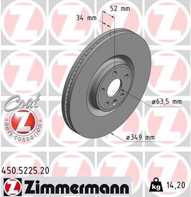 ДИСК ТОРМ LANDR RANGE ROVER EVOQUE 11- ПЕР 349X34 450522520 450522520 ZIMMERMANN