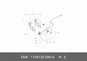 Трубка топливная FAW J6,3250 от бака к фильтру OE 110412058HA FAW