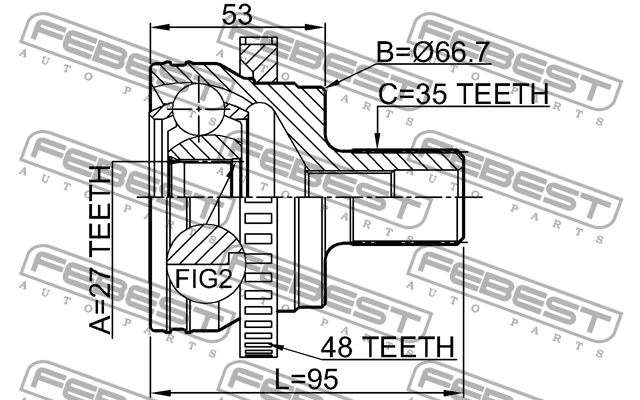 ШРУС внешний MERCEDES W220 4-matic 1610-220A48 1610-220A48 FEBEST