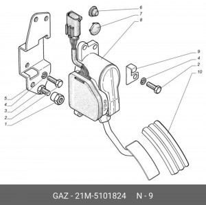Заглушка (пробка) пола кузова резиновая d=10мм ГАЗ 21М-5101824 GAZ GAZ