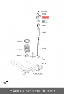 Опора амортизатора KIA Soul (13-) заднего OE 55311B2000 HYUNDAI KIA