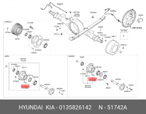 Шпилька колеса HYUNDAI HD35 (17-) KIA Bongo (04-) заднего левая OE 0135826142 HYUNDAI KIA