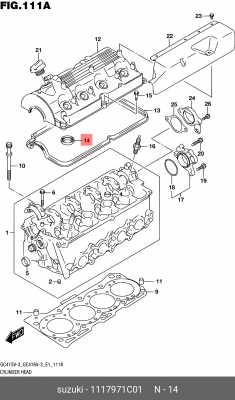 Кольцо уплотнительное SUZUKI Swift свечного колодца OE 11179-71C01 SUZUKI