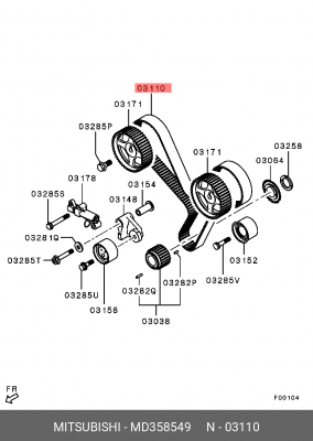 Ремень ГРМ MITSUBISHI MD358549 MD358549 MITSUBISHI
