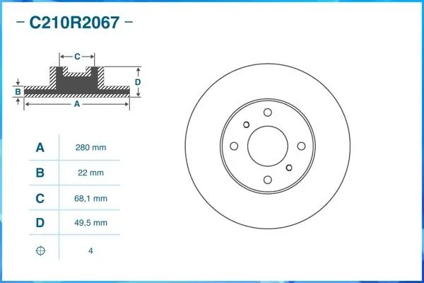 Тормозной диск передний C210R2067 C210R2067 CWORKS