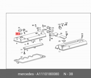 Прокладка MERCEDES C (W202,W203),E (W210) крышки маслозаливной горловины OE A1110180080 MERCEDES BENZ