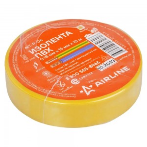 изолента пвх, желтая, 15 ммx10 м !\ AIT-P-06 AIRLINE