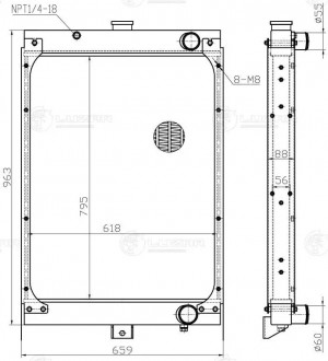 Радиатор УРАЛ-73945 Next алюминиевый 2-х рядный LUZAR LRC 1245 LUZAR