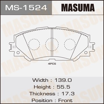 колодки дисковые передние!\ Toyota Rav4 2.4 06> MS1524 MASUMA