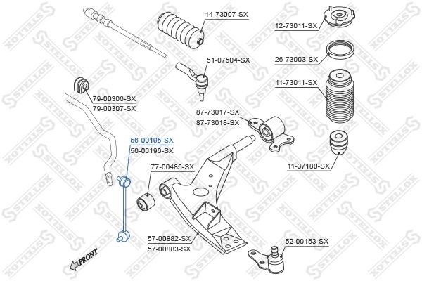 тяга стабилизатора переднего левая!\ Chevrolet Epica V250 07> 56-00195-SX STELLOX