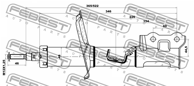 Амортизатор передний левый GAS.TWIN TUBE 12110-002FL FEBEST