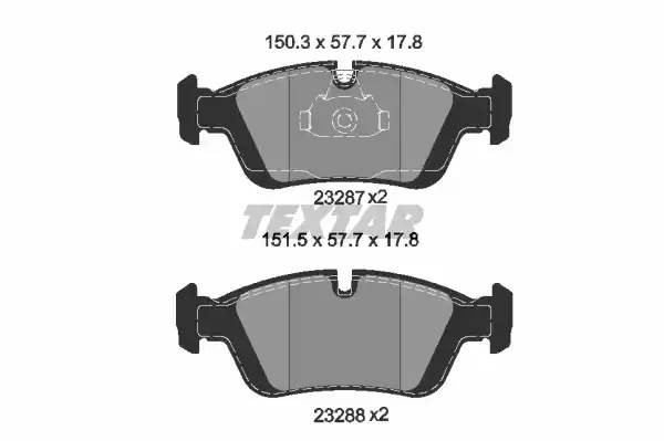 Колодки тормозные BMW E36, E46, Z3, E36, Z4, E85 (98-) передние (4шт.) TEXTAR 2328702 TEXTAR