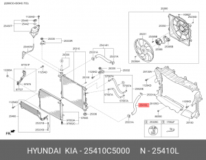 25410C5000 Патрубок радиатора KIA SORENTO 15- TCI нижний 25410C5000 MOBIS