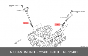 22401JK01D СВЕЧА ЗАЖИГАНИЯ (VQ37 Y51/S51) 22401-JK01D INFINITI