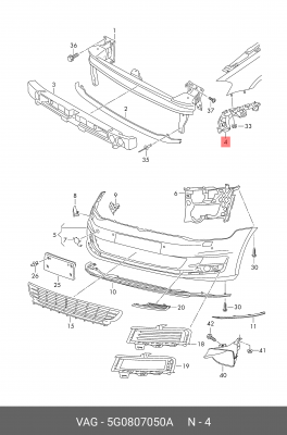 5G0807050A НАПРАВЛЯЮЩИЙ ПРОФИЛЬ ПРАВ 5G0 807 050 A VAG