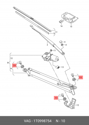 1 КОМПЛЕКТ КРЕПЕЖНЫХ ДЕТАЛЕЙ 1T0 998 754 VAG