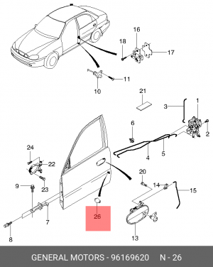 Отбойник CHEVROLET Lanos (97-02),Spark (10-),Aveo (03-) крышки багажника OE 96169620 GENERAL MOTORS