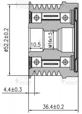 Шкив с обгонной муфтой генер. для а/м Fiat Doblo 05- 1.3D SGP0113 SGP 0113 START VOLT