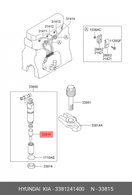 Распылитель HYUNDAI HD65,72,County дв.D4AL OE 3381241400 HYUNDAI KIA