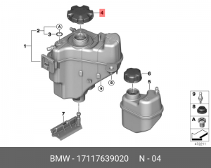 Крышка бачка расширительного BMW 3 (E90),5 (F10) OE 17 11 7 639 020 BMW