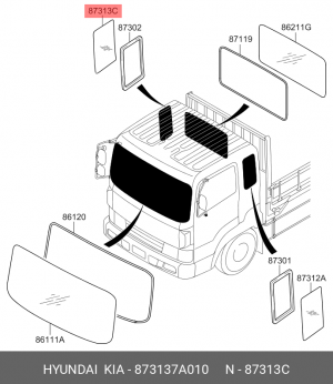 Стекло спальника правое Hyundai HD170 873137A010 HYUNDAI KIA