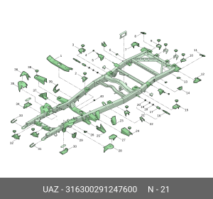 Ось УАЗ-3163 Патриот переднего конца рессоры в сборе (ОАО УАЗ) 316300291247600 UAZ UAZ