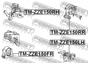 Подушка двигателя правая (гидравлическая) TM-ZZE150RH FEBEST