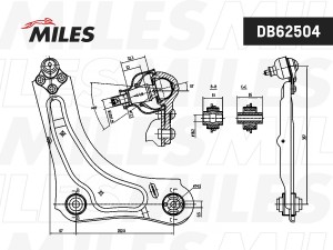 Рычаг передней подвески нижний левый RENAULT FLUENCE 10-/MEGANE III DB62504 DB62504 MILES