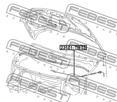 Трос привода открывания замка капота VOLKSWAGEN TRANSPORTER 7H 2003-2010 23101-T 23101-TRT5 FEBEST
