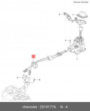Трос КПП CHEVROLET Cruze OE 25191776 GENERAL MOTORS