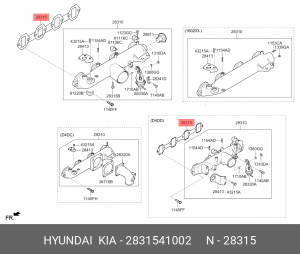 ПРОКЛАДКА КОЛЛЕКТОРА ВПУСКНОГО COUNTY (D4DB:D4DD:D4AL) 2831541002 MOBIS