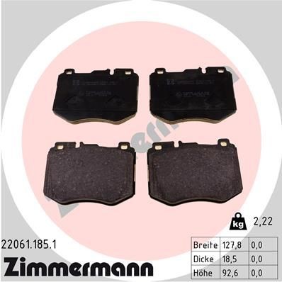колодки дисковые !перед. 128x93x18 \ MB W205/S205 2.0/2.2i/D 14> 220611851 ZIMMERMANN