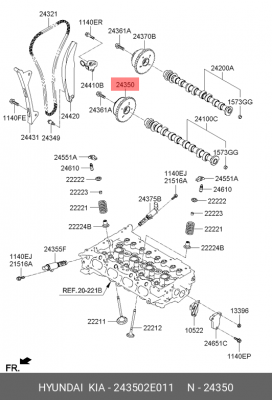 Шестерня распредвала HYUNDAI I40 13- 2,0 впускного 243502E011 MOBIS