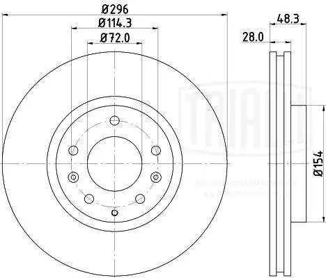 Диск торм. Mazda CX-7 (07-) перед. d=296 (DF 250114)  2шт DF 250114 TRIALLI