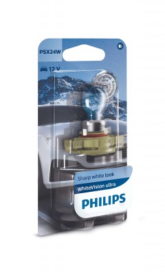 Лампа 12V PSX24W PG20-7 блистер (1шт.) 3300K White Vision Ultra PHILIPS 12276WVUB1 PHILIPS