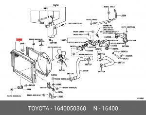 радиатор системы охлаждения!\ Lexus LX470, Toyota Land Cruiser 16400-50360 TOYOTA